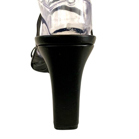 Qupid Kaylee Strappy Heel Mule Sandals US 10 EUR 41 Black PU Leather Slip On - Picture 5 of 8